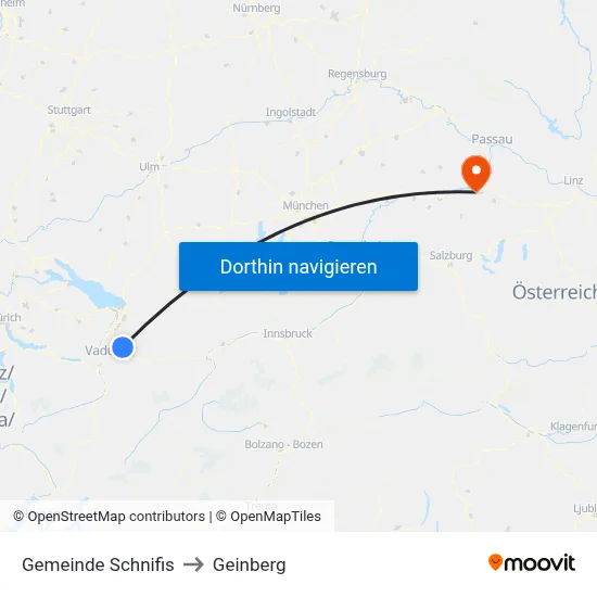 Gemeinde Schnifis to Geinberg map
