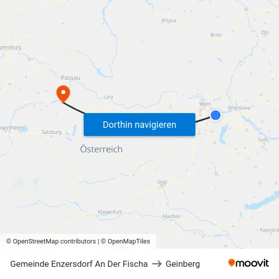 Gemeinde Enzersdorf An Der Fischa to Geinberg map