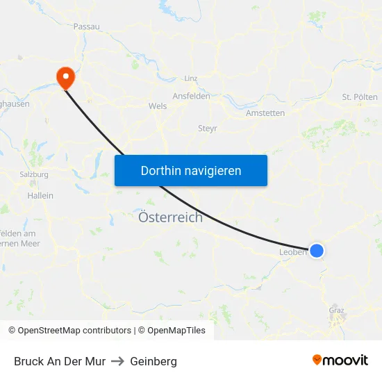 Bruck An Der Mur to Geinberg map