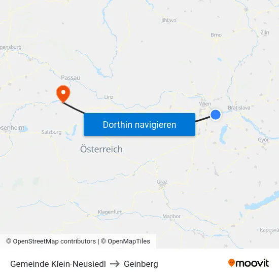 Gemeinde Klein-Neusiedl to Geinberg map