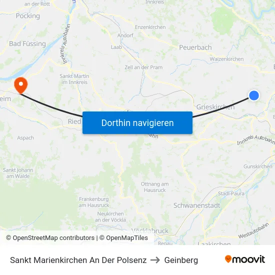 Sankt Marienkirchen An Der Polsenz to Geinberg map