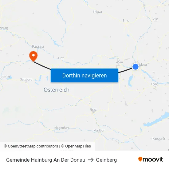 Gemeinde Hainburg An Der Donau to Geinberg map