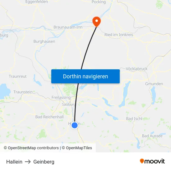 Hallein to Geinberg map