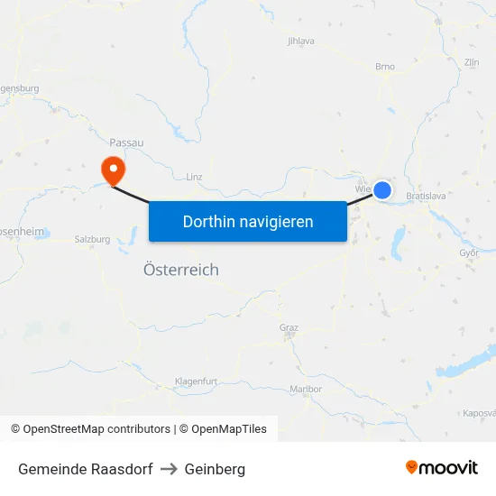 Gemeinde Raasdorf to Geinberg map