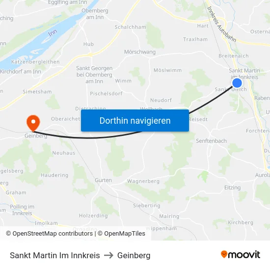 Sankt Martin Im Innkreis to Geinberg map