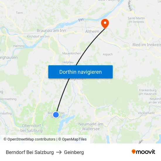 Berndorf Bei Salzburg to Geinberg map
