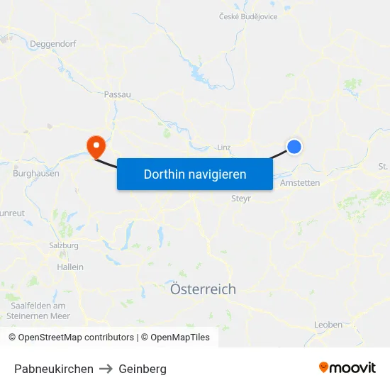 Pabneukirchen to Geinberg map