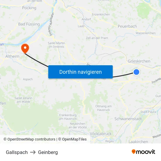 Gallspach to Geinberg map