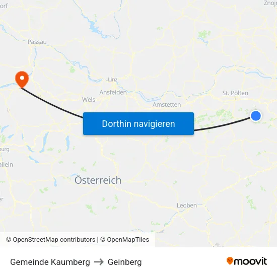 Gemeinde Kaumberg to Geinberg map