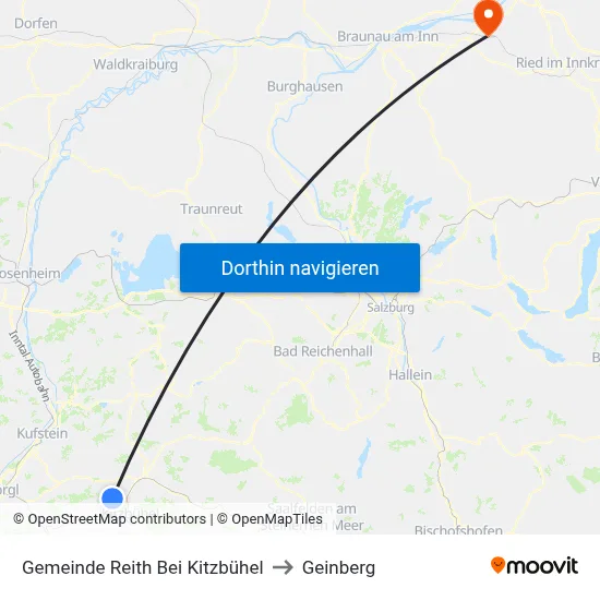 Gemeinde Reith Bei Kitzbühel to Geinberg map