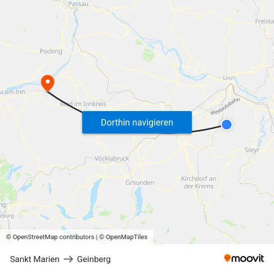 Sankt Marien to Geinberg map