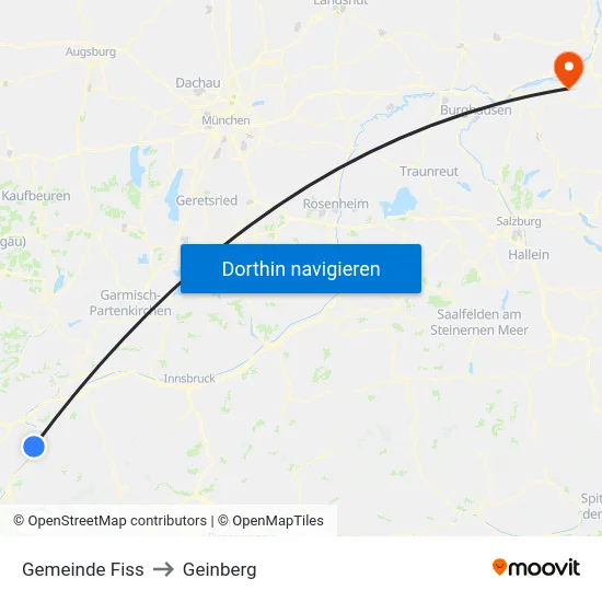 Gemeinde Fiss to Geinberg map