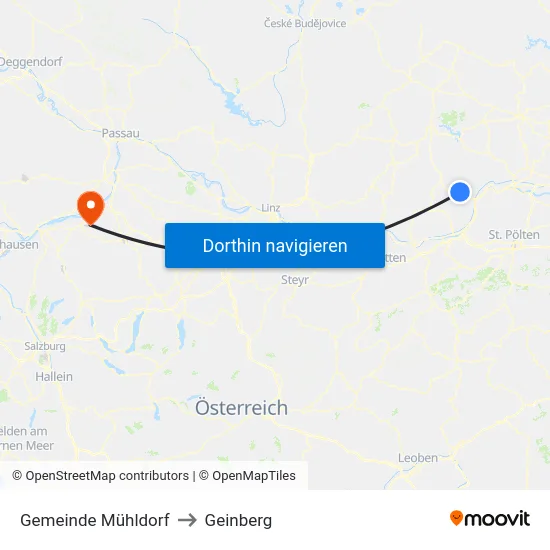 Gemeinde Mühldorf to Geinberg map