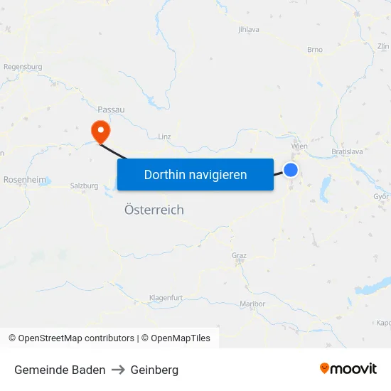 Gemeinde Baden to Geinberg map