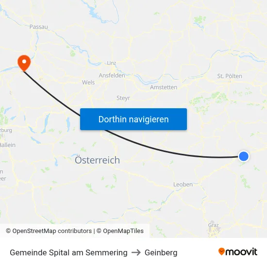 Gemeinde Spital am Semmering to Geinberg map