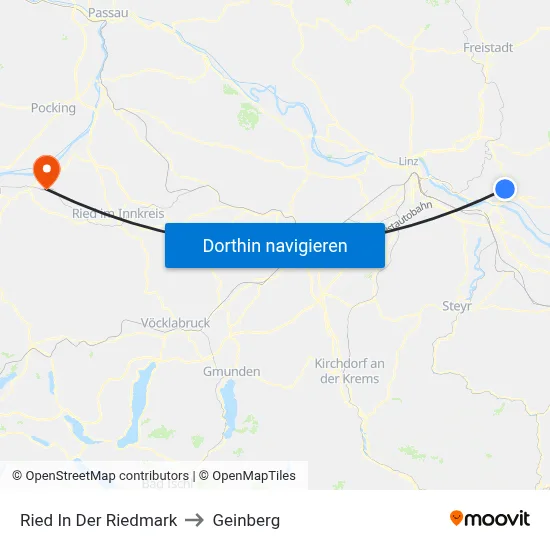 Ried In Der Riedmark to Geinberg map