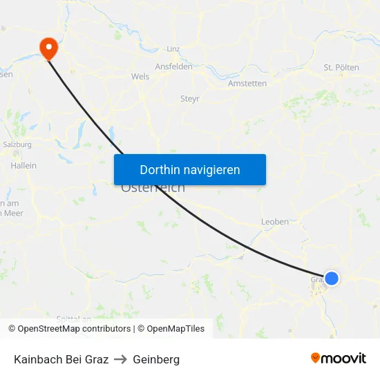 Kainbach Bei Graz to Geinberg map