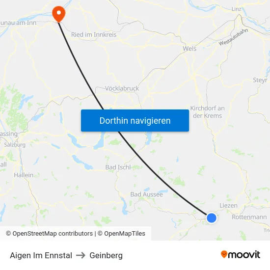 Aigen Im Ennstal to Geinberg map