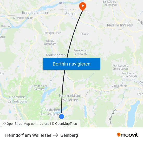 Henndorf am Wallersee to Geinberg map