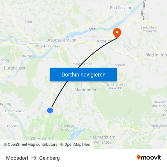 Moosdorf to Geinberg map