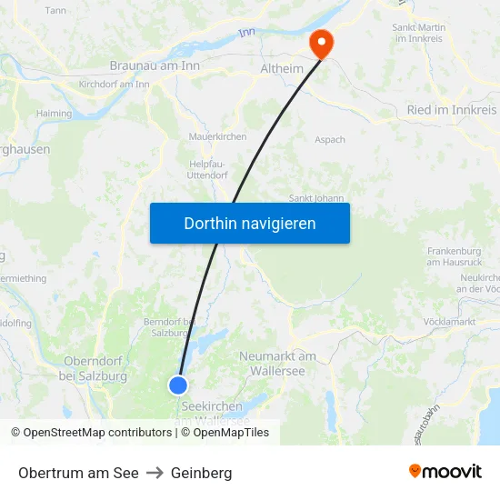 Obertrum am See to Geinberg map
