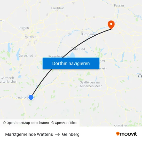Marktgemeinde Wattens to Geinberg map