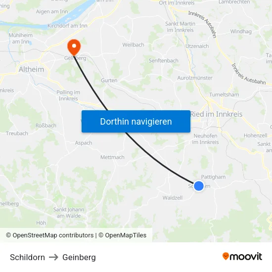 Schildorn to Geinberg map