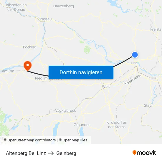 Altenberg Bei Linz to Geinberg map