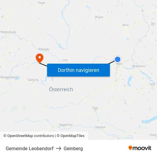 Gemeinde Leobendorf to Geinberg map