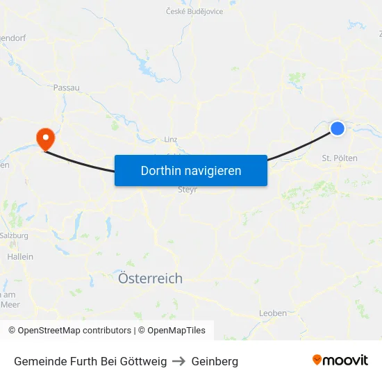 Gemeinde Furth Bei Göttweig to Geinberg map