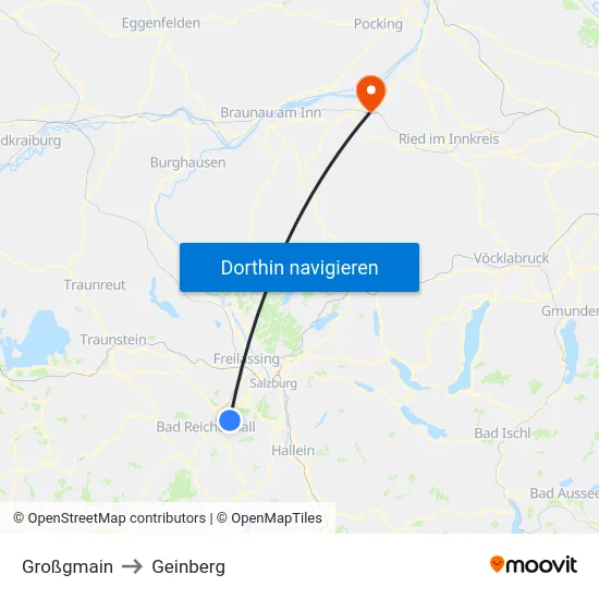 Großgmain to Geinberg map