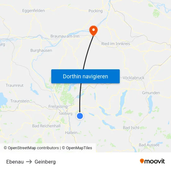 Ebenau to Geinberg map