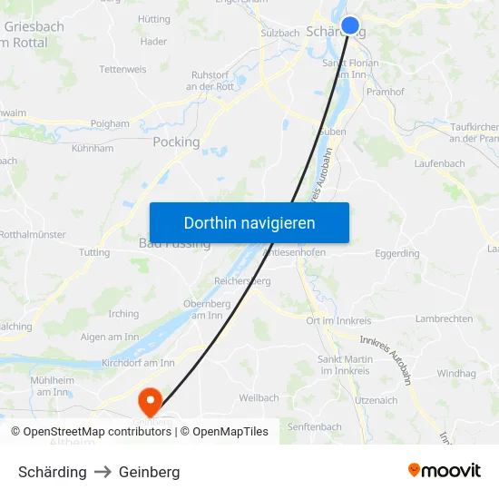 Schärding to Geinberg map
