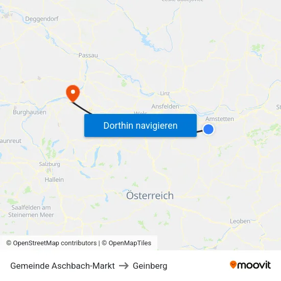 Gemeinde Aschbach-Markt to Geinberg map