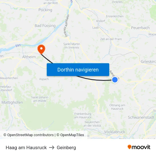 Haag am Hausruck to Geinberg map