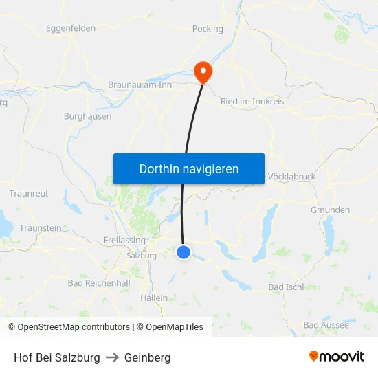 Hof Bei Salzburg to Geinberg map