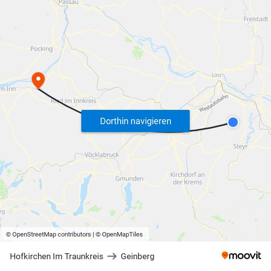 Hofkirchen Im Traunkreis to Geinberg map