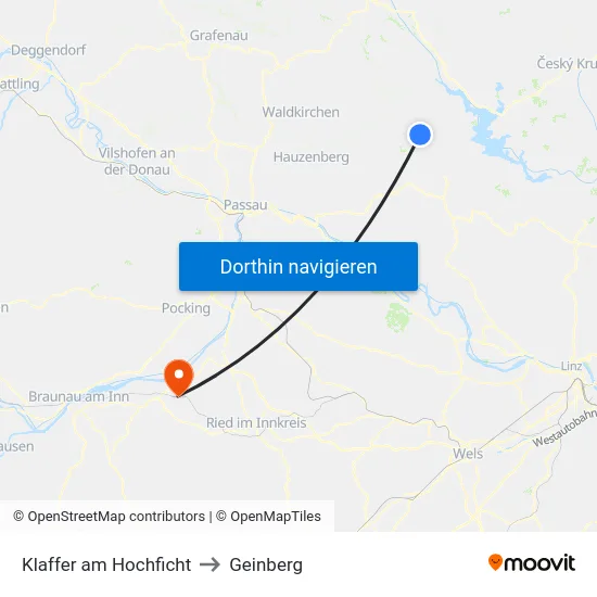 Klaffer am Hochficht to Geinberg map