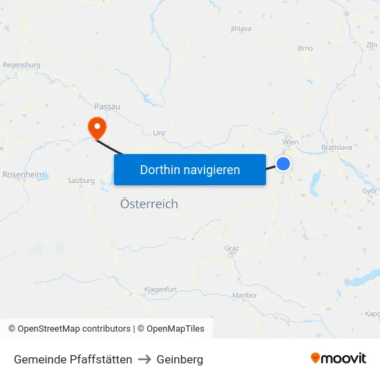 Gemeinde Pfaffstätten to Geinberg map