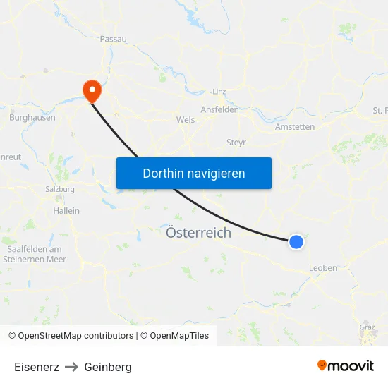 Eisenerz to Geinberg map
