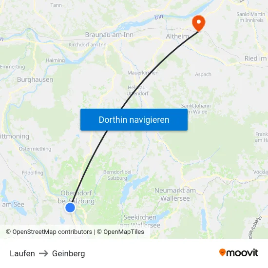 Laufen to Geinberg map