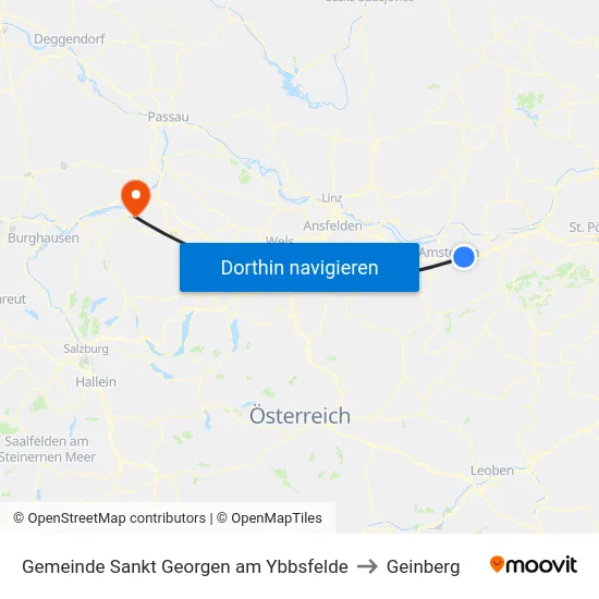 Gemeinde Sankt Georgen am Ybbsfelde to Geinberg map