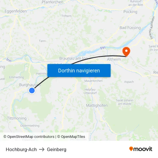 Hochburg-Ach to Geinberg map
