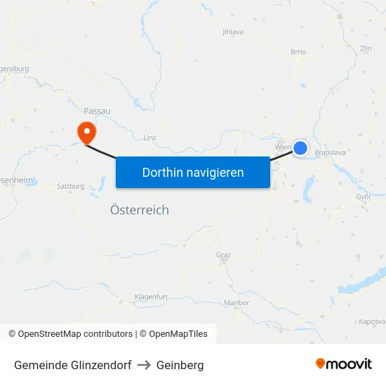 Gemeinde Glinzendorf to Geinberg map