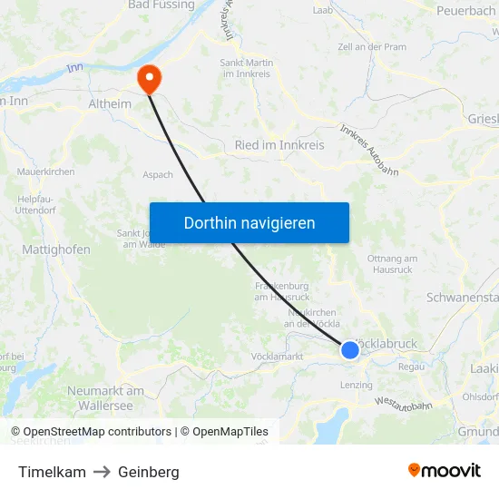 Timelkam to Geinberg map