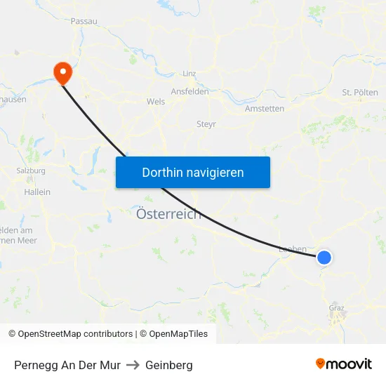 Pernegg An Der Mur to Geinberg map