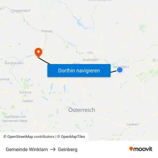 Gemeinde Winklarn to Geinberg map