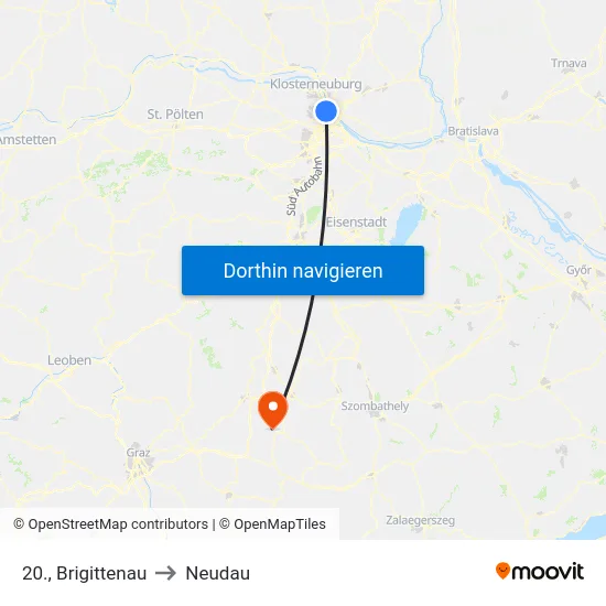 20., Brigittenau to Neudau map