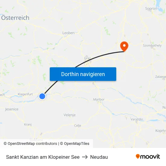 Sankt Kanzian am Klopeiner See to Neudau map