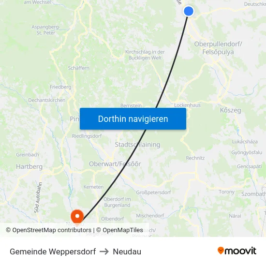 Gemeinde Weppersdorf to Neudau map
